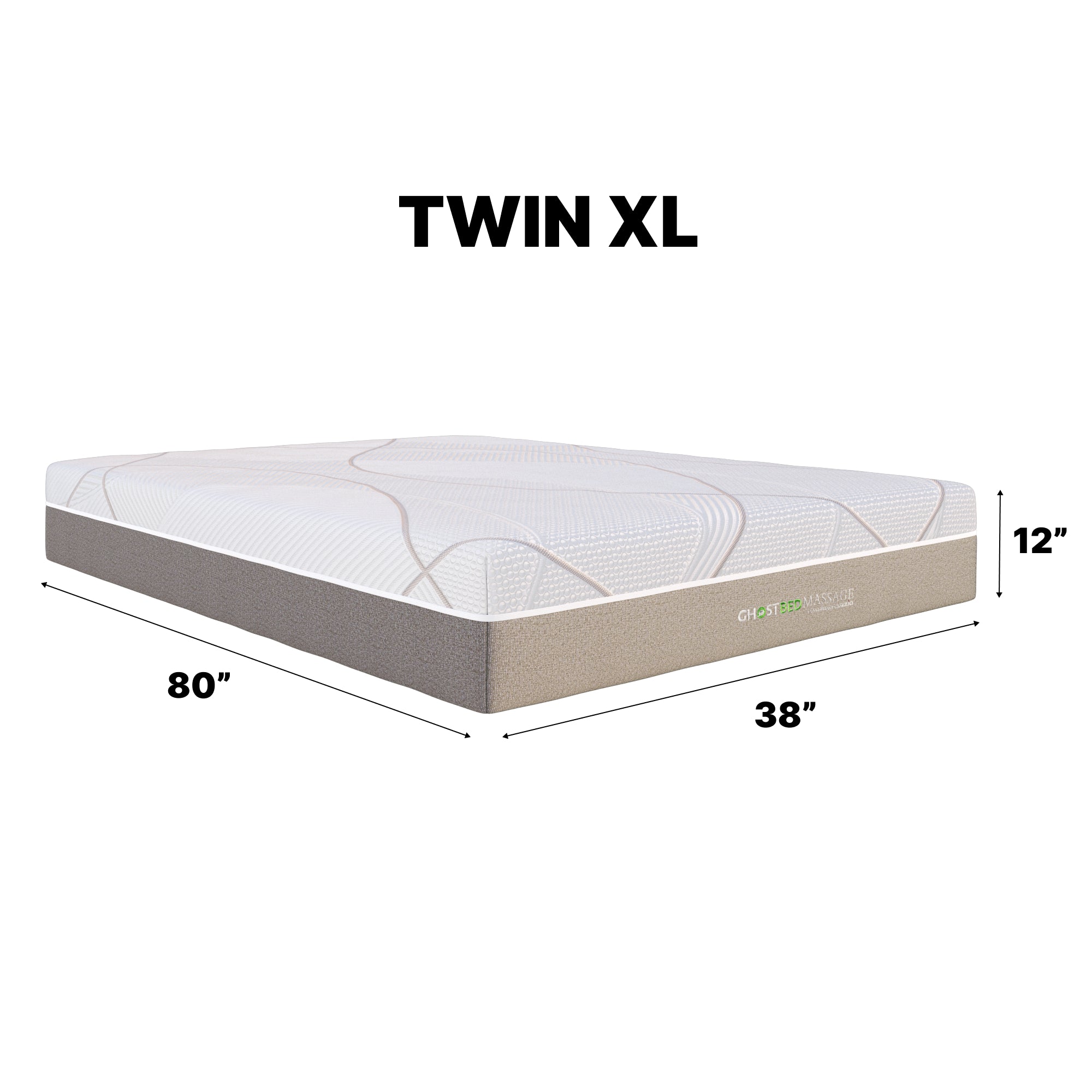 GhostBed Massage Mattress Hybrid 12" Profile - Twin XL