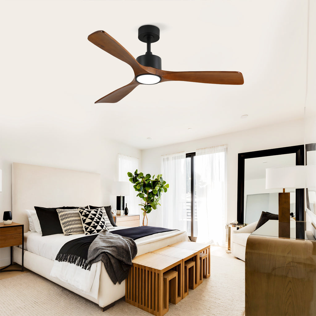52 Inch Solid Wood Ceiling Fan With Light Kit