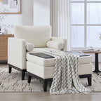 35.4" Wide Farmhouse Performance Upholstered Arm Chair with Ottoman