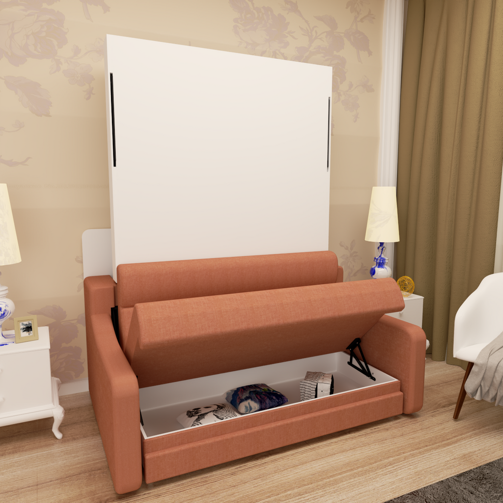 Vertical Murphy Bed with Sofa for Bedroom or Guestroom
