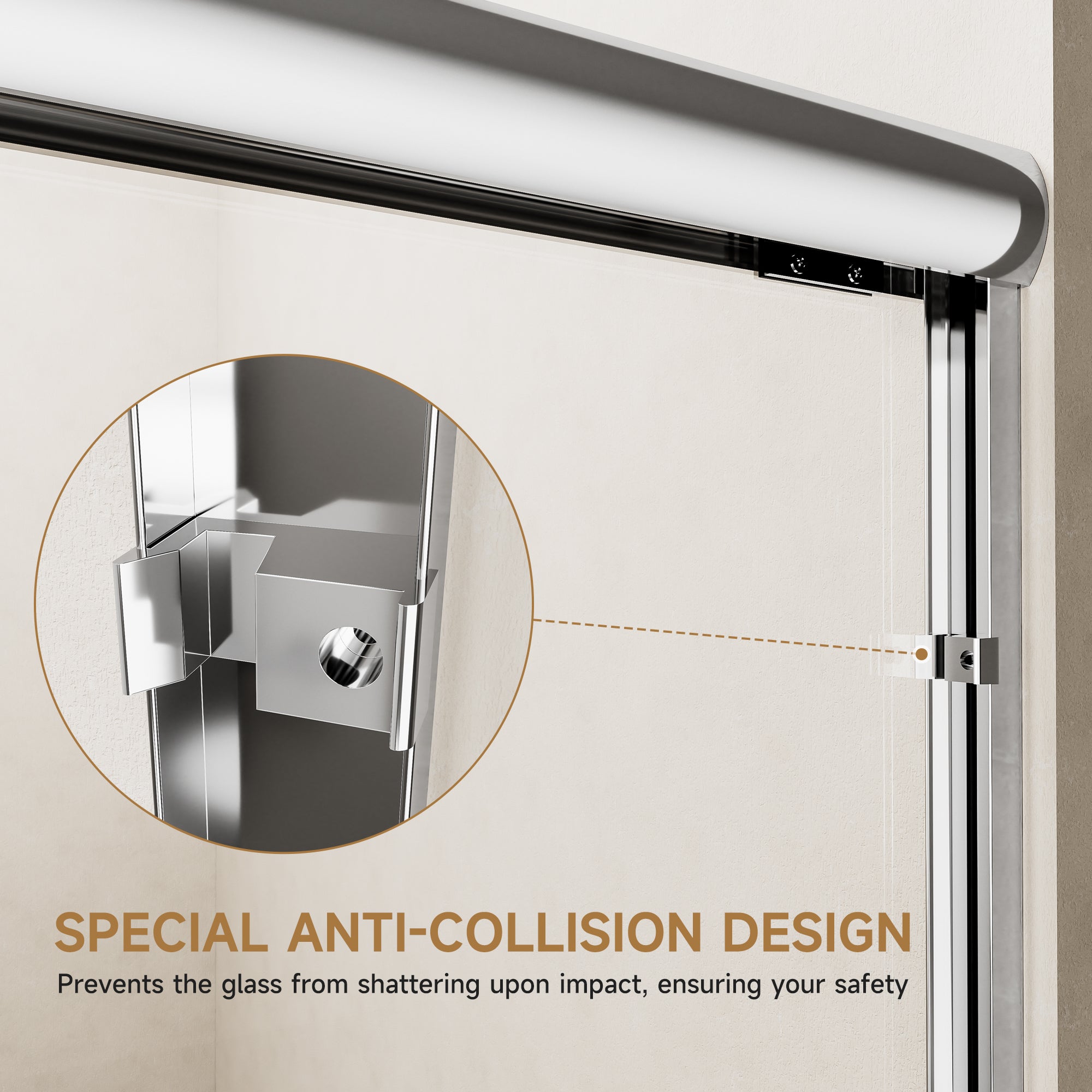 Adjustable Glass Shower Door 56"–60" W x 72" H