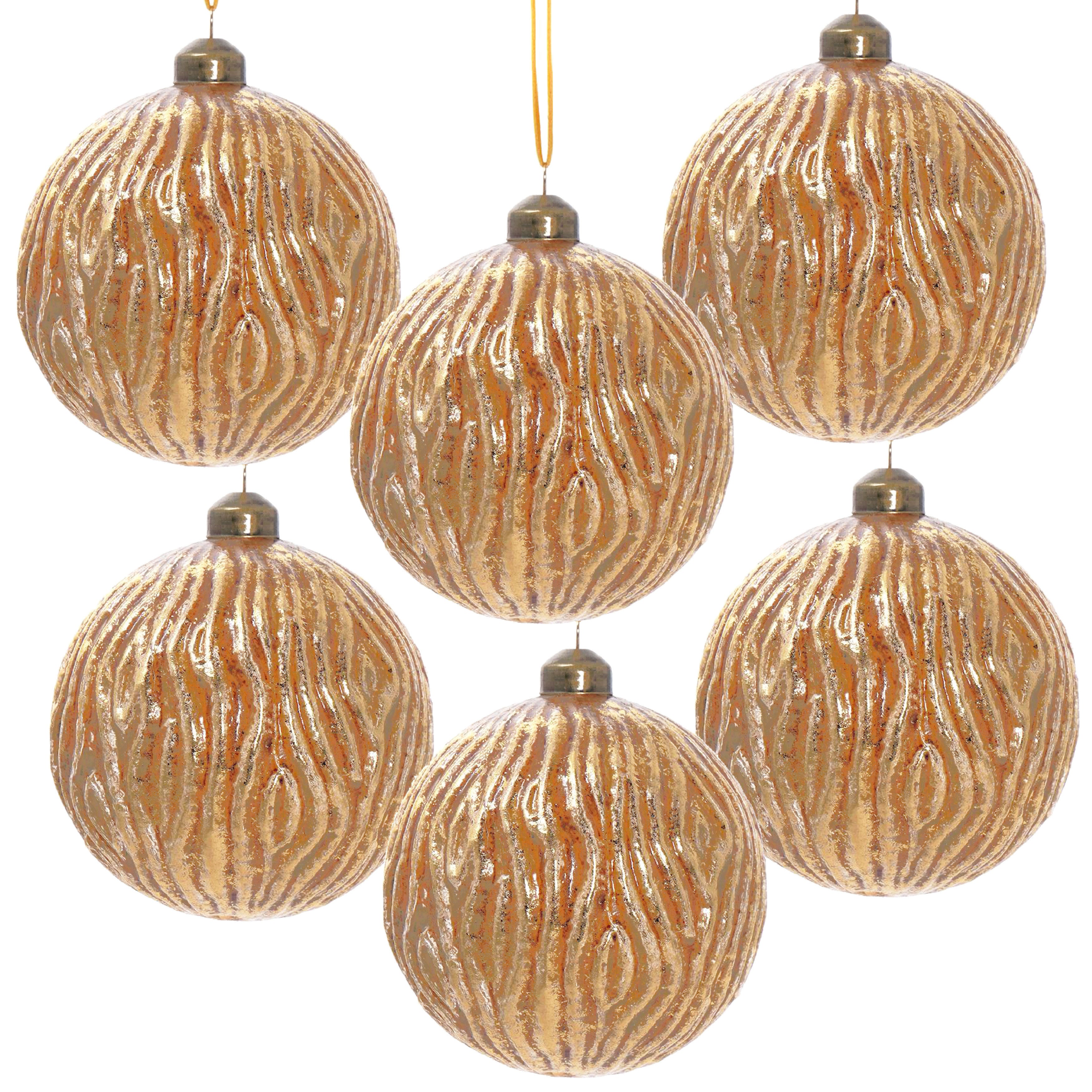 D3.9" Christmas Ball Ornaments - Set of 6