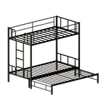 Twin Size Metal Pull-Out Bunk Bed with Guardrail and Built-In Ladder