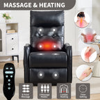 Black PU Single Motor Power Lift Recliner Chair with Massage and Heat