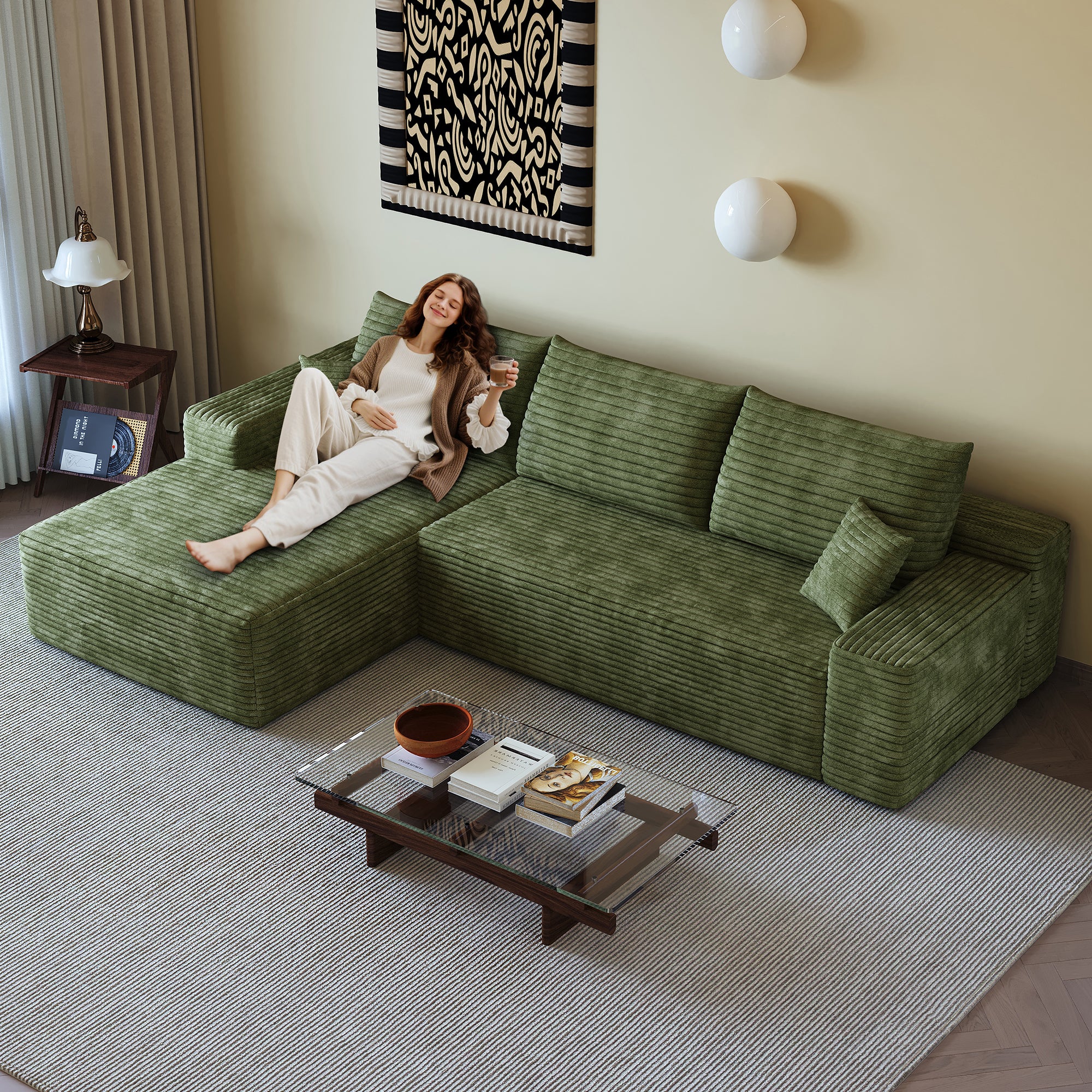 107" Cloud Sectional Couch with L-Shape Chaise