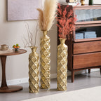 Semi-Handmade Metal Floor Vase Set of 3