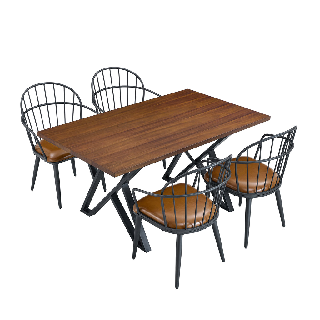 Indoor Upholstered Dining Set With Metal Legs (Set of 4)