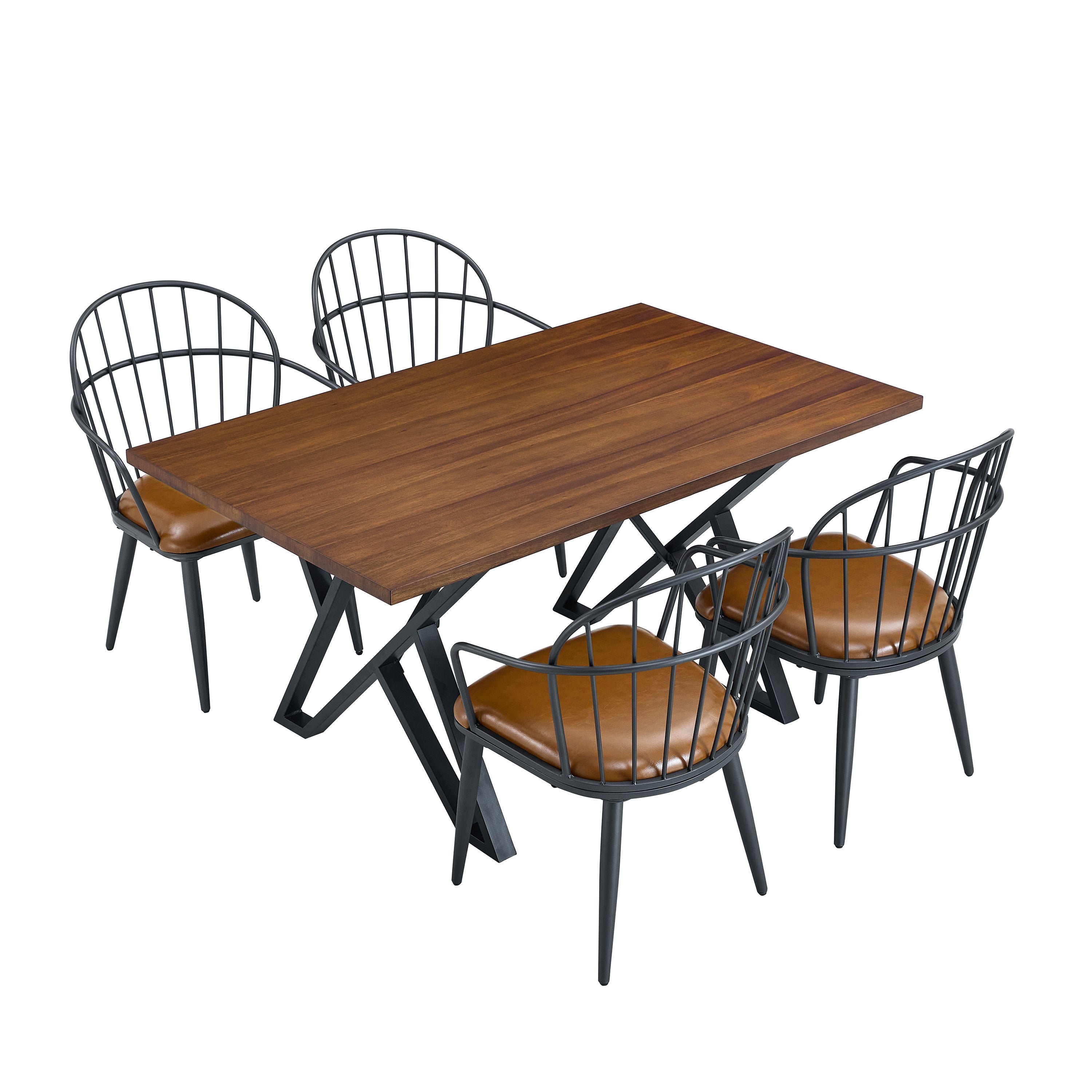 Indoor Upholstered Dining Set With Metal Legs (Set of 4)