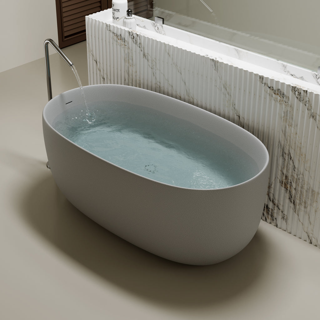 47'' Freestanding Bathtub Resin Stone Soaking Bathtub