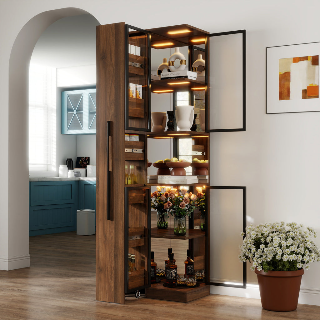 70" Display Cabinet with Glass Doors and Lights