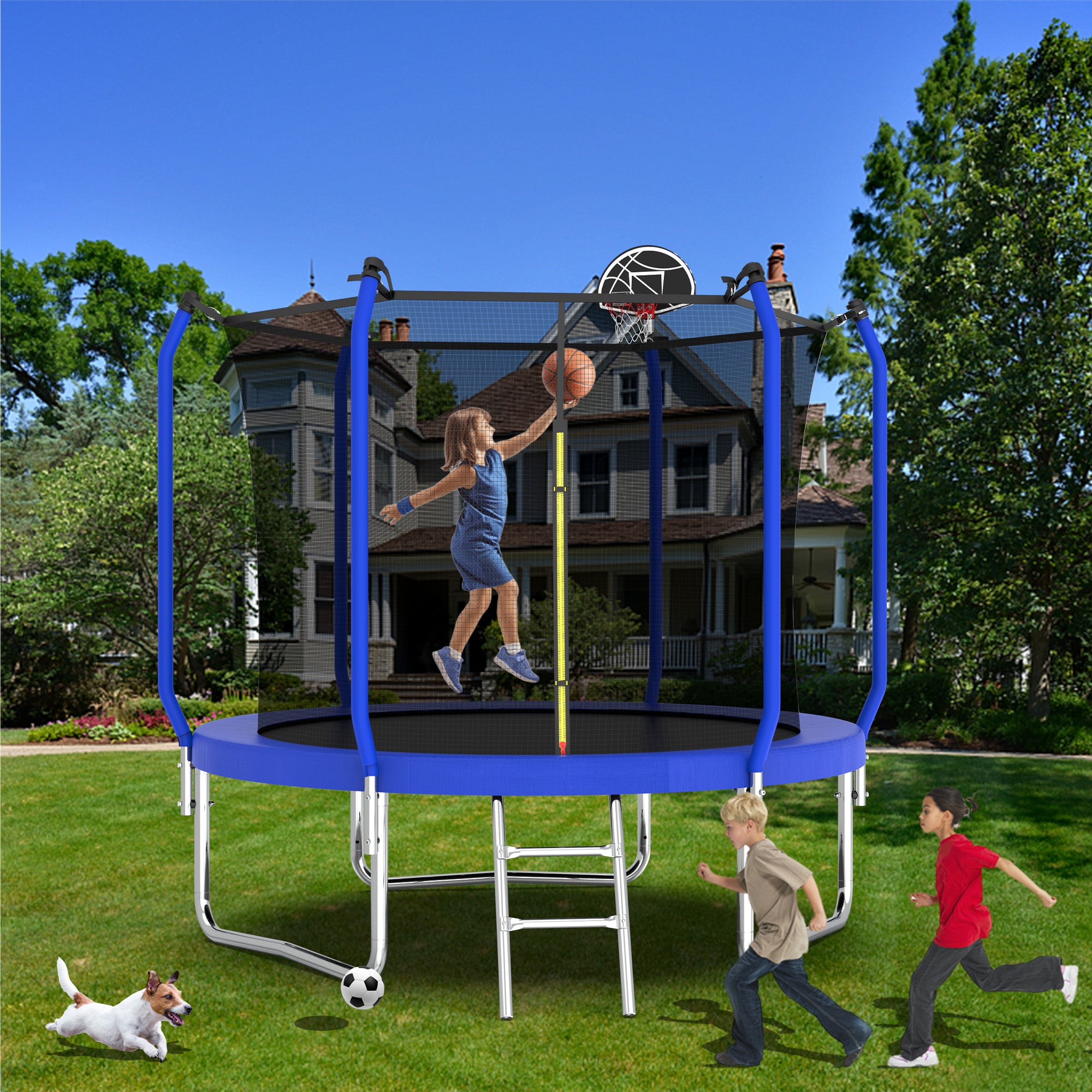 8FT Trampoline with Basketball Hoop