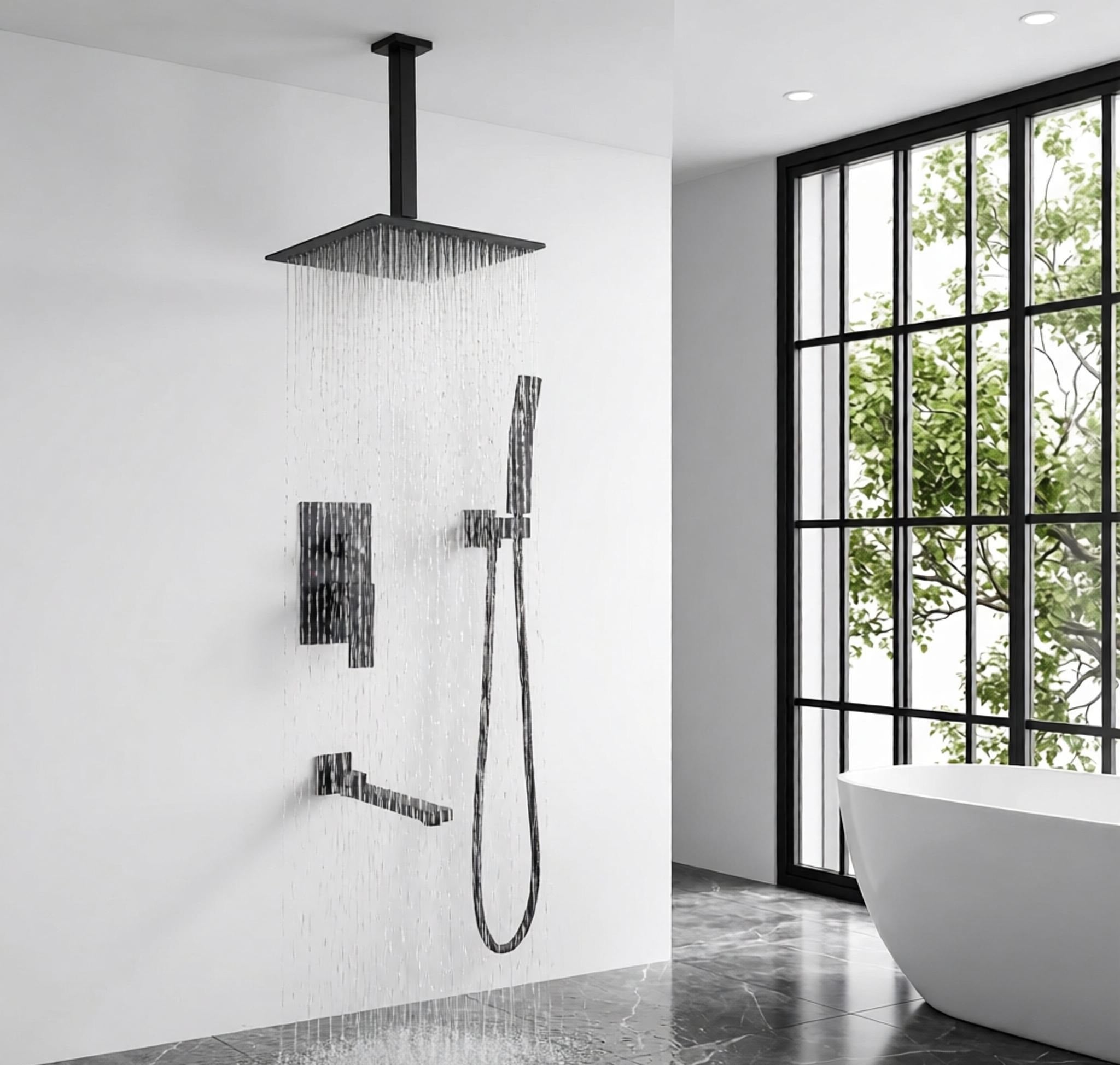 Matte Shower System with Tub Spout and 10" Shower Head