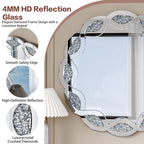 Silver Crush Diamond Round Wall Mirror