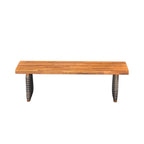 Outdoor Acacia Wood Bench Set of 2 - Teak Finish