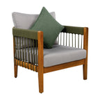 Acacia Wood Outdoor Club Chair with Handwoven Rope Accents