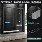 60'' W x 74'' H Sliding Frameless Shower Door with 6mm Tempered Glass
