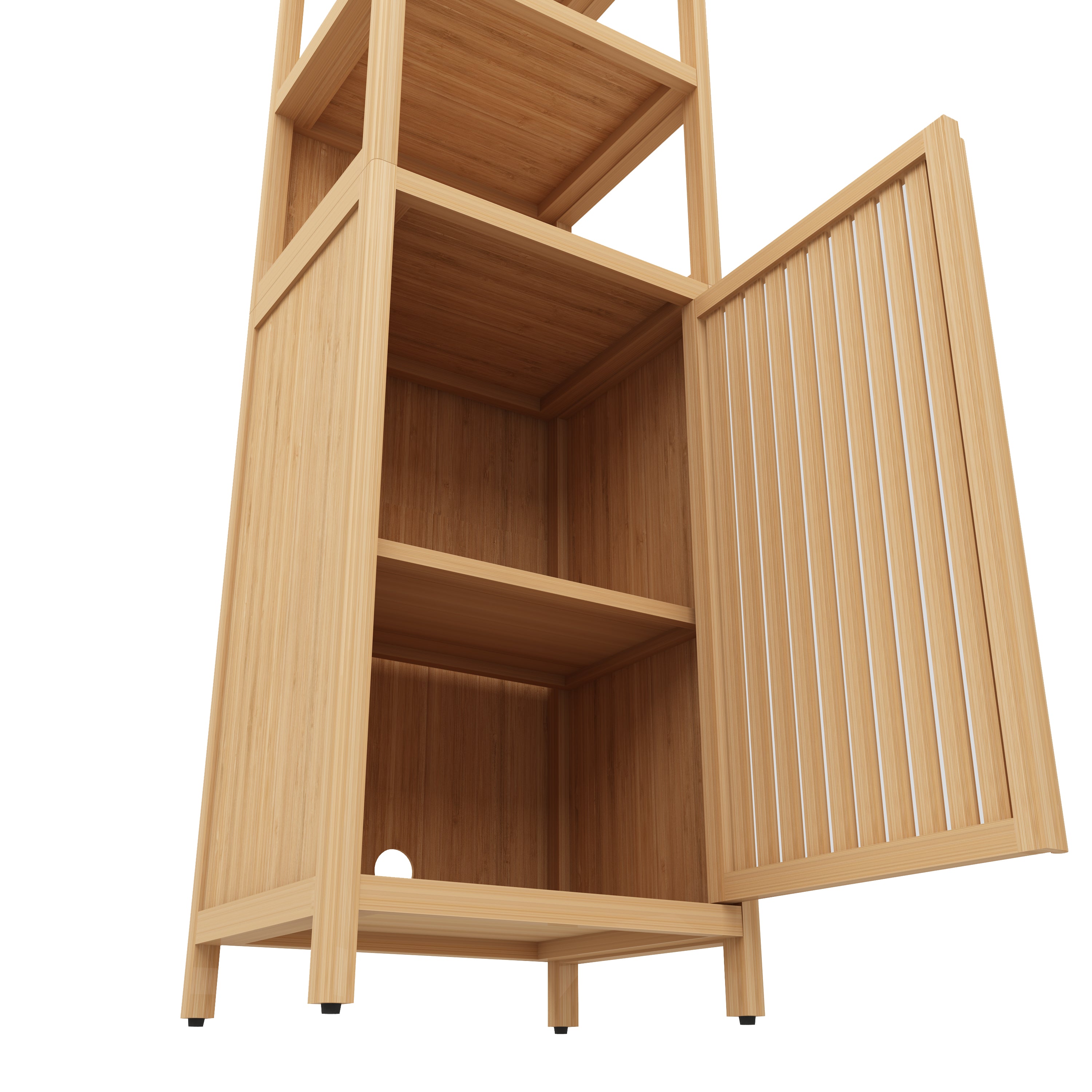 Storage Tall Slim Cabinet with Shutter Door and 3 Tier Shelves