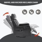 Black Faux Leather Heat Massage Manual Recliner Chair