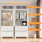 71" Tall Metal Wardrobe Cabinet with 2 Drawers and Hanging Rod