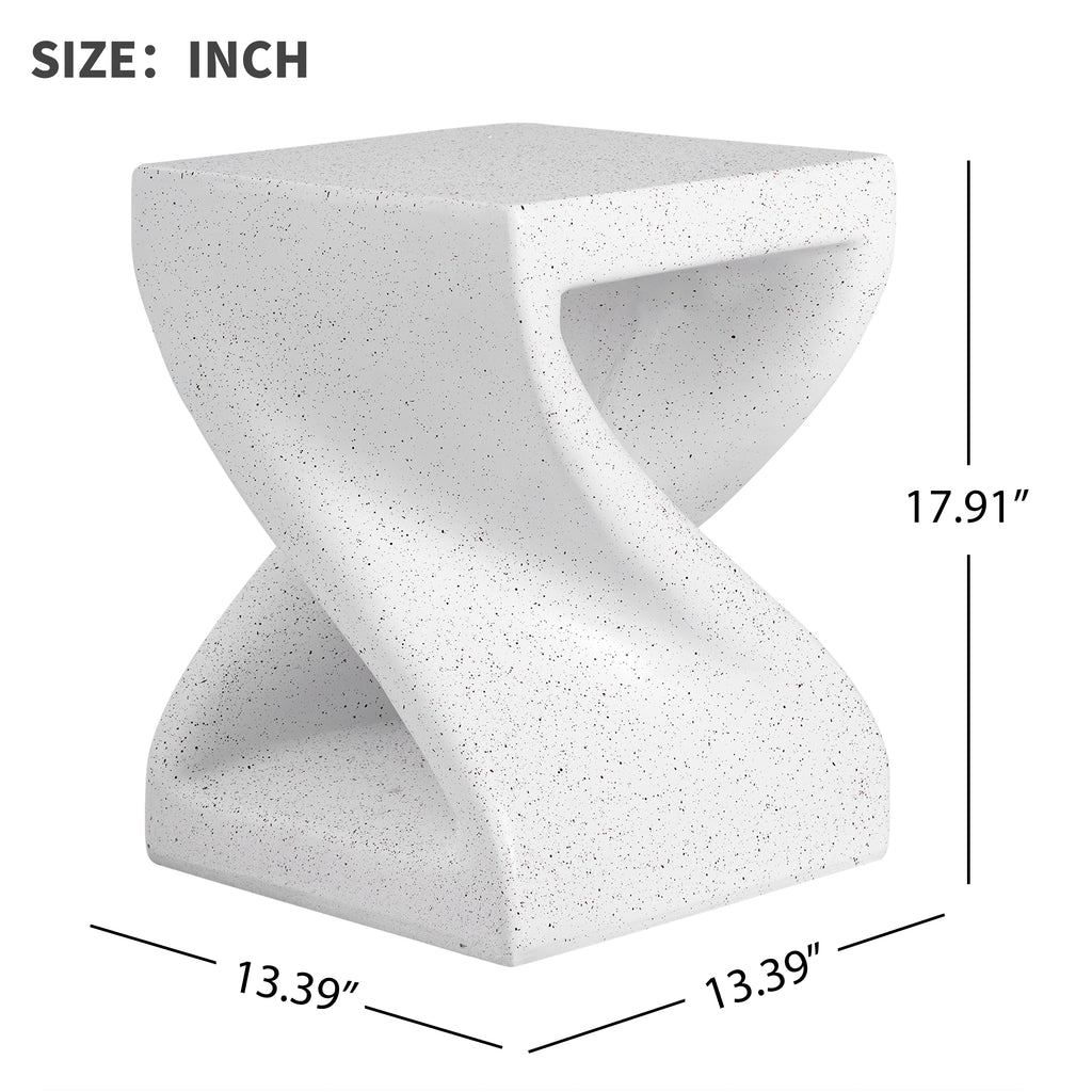Modern Twisted-Base Terrazzo-Speckled MGO Side Table