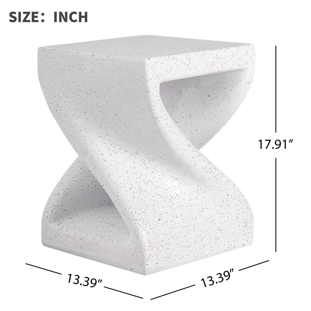 Modern Twisted-Base Terrazzo-Speckled MGO Side Table