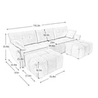 3 Seater Sofa Set With Ottoman And Throw Pillows