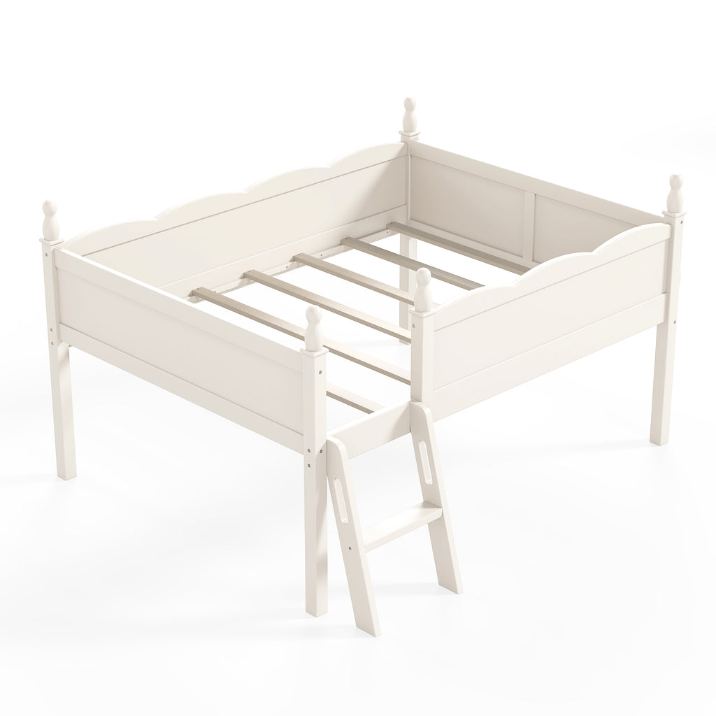 Full Size Low Loft Bed with Full-Length Guardrails