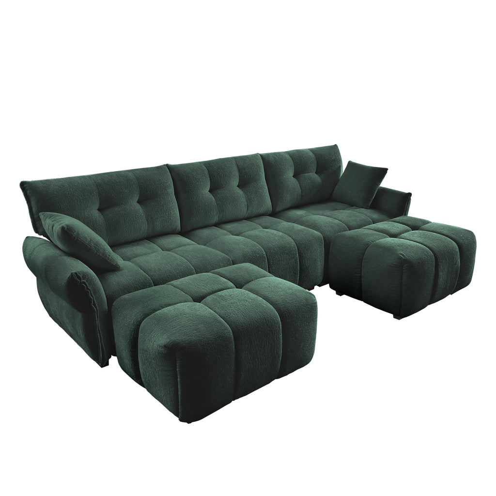 3 Seater Sofa Set With Ottoman And Throw Pillows