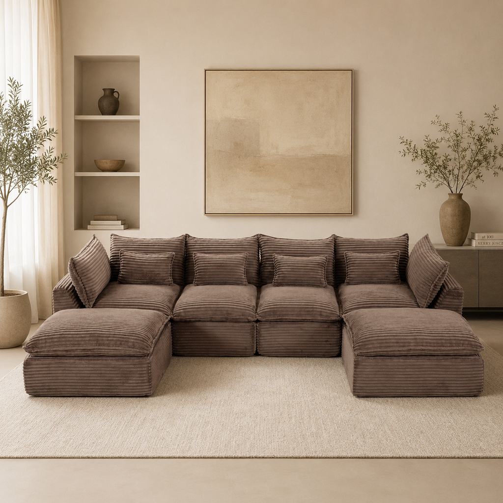 129.8" Width Cloud Couch Oversized Modular Sectional Sofa