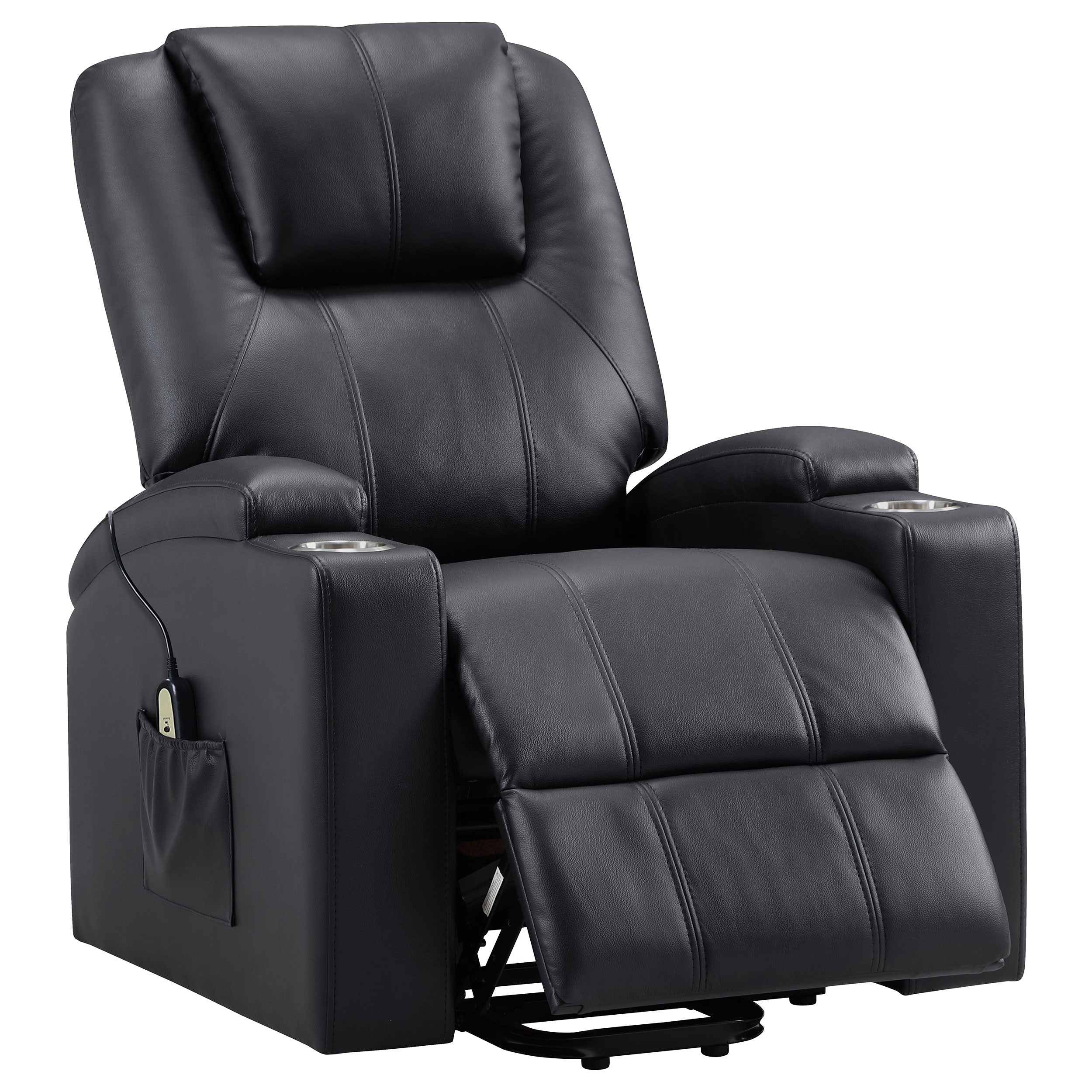 Armstrong Upholstered Power Lift Massage Recliner Black-
