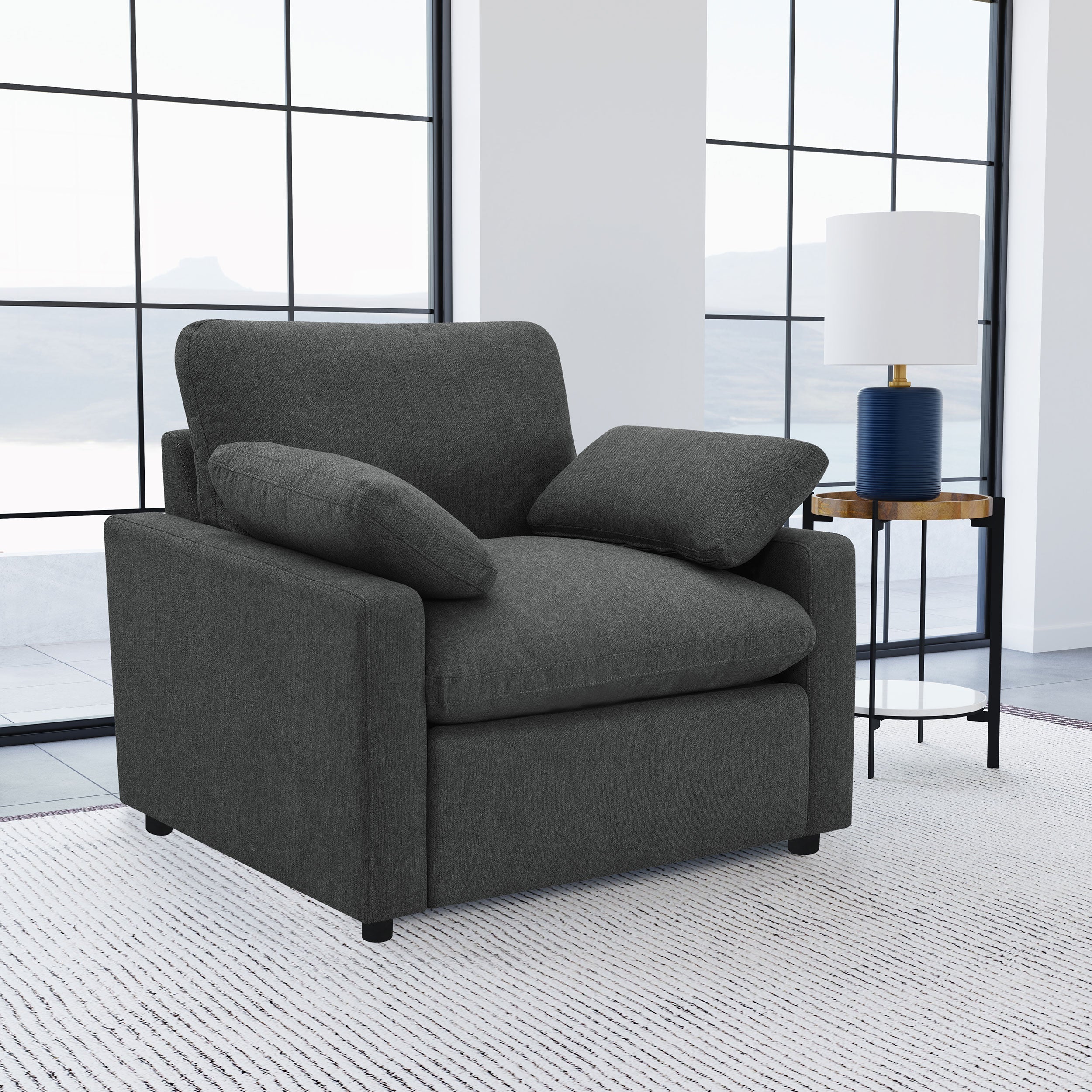 Collins Upholstered Power Recliner Chair Dark Grey-