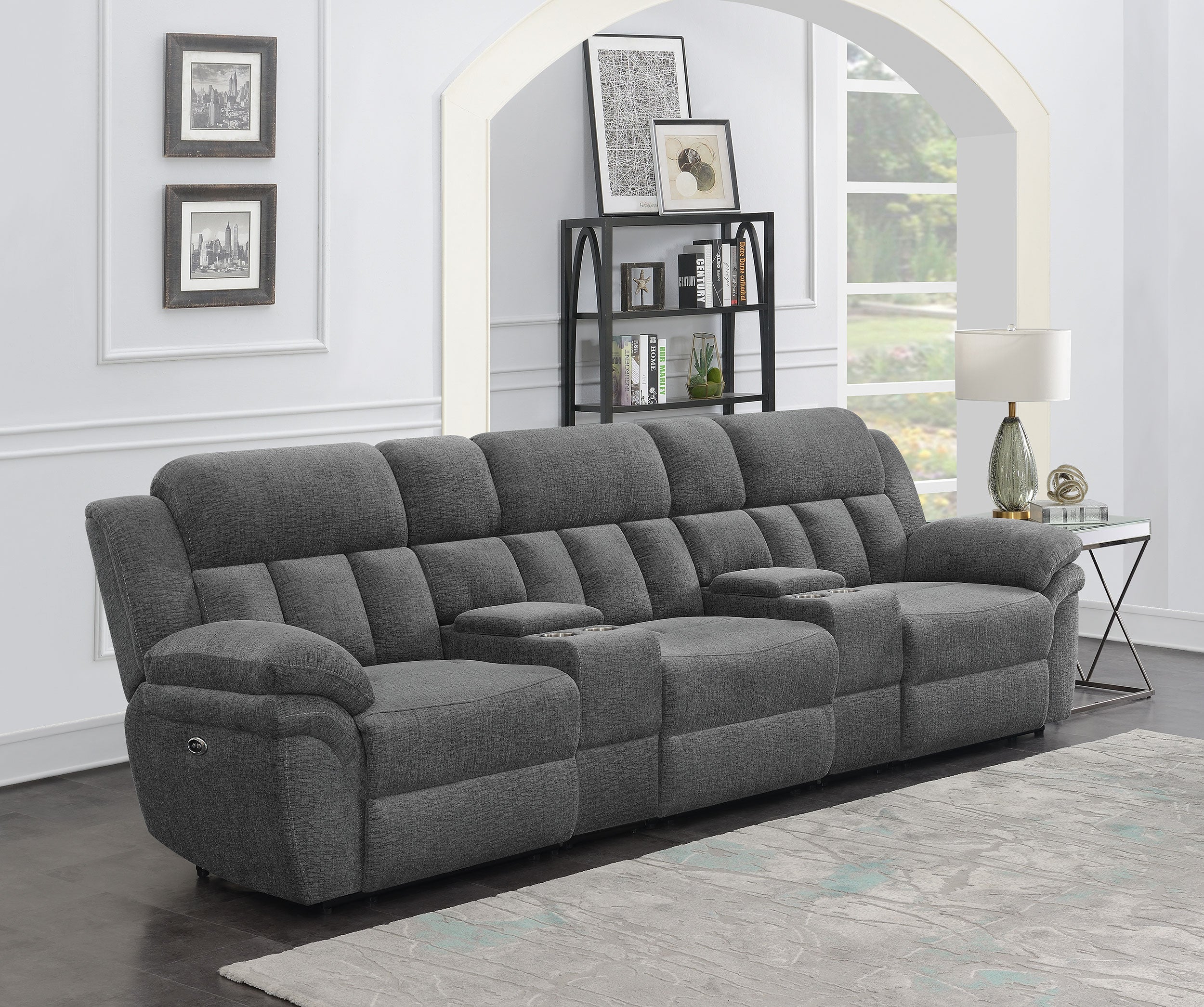 Bahrain 5-piece Power Home Theater Seating Charcoal-CoasterEssence