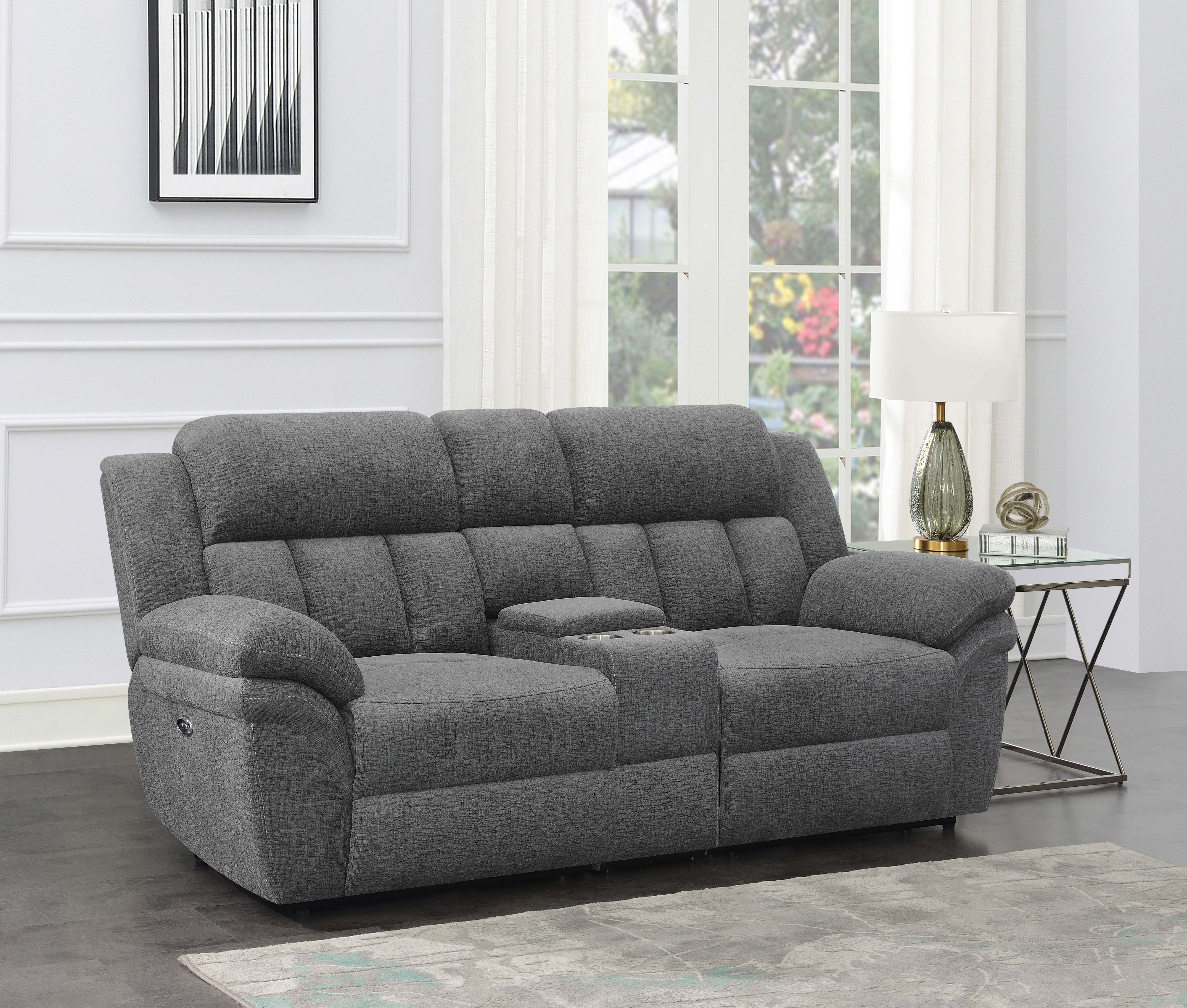 Bahrain Upholstered Power Loveseat Charcoal-CoasterEssence