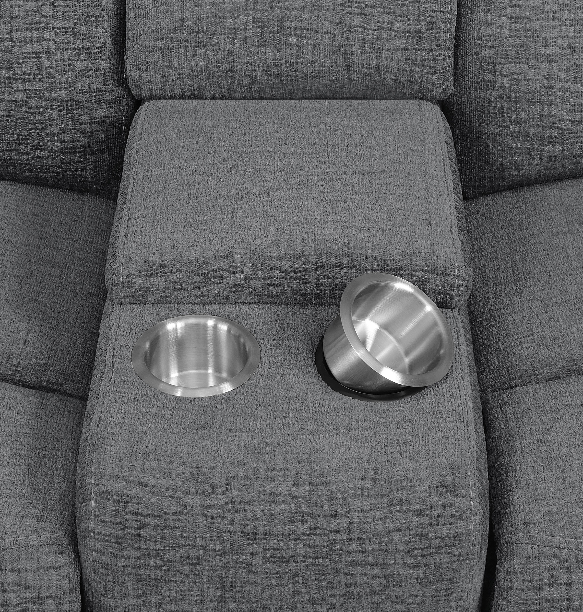 Bahrain Upholstered Motion Loveseat Charcoal-CoasterEssence