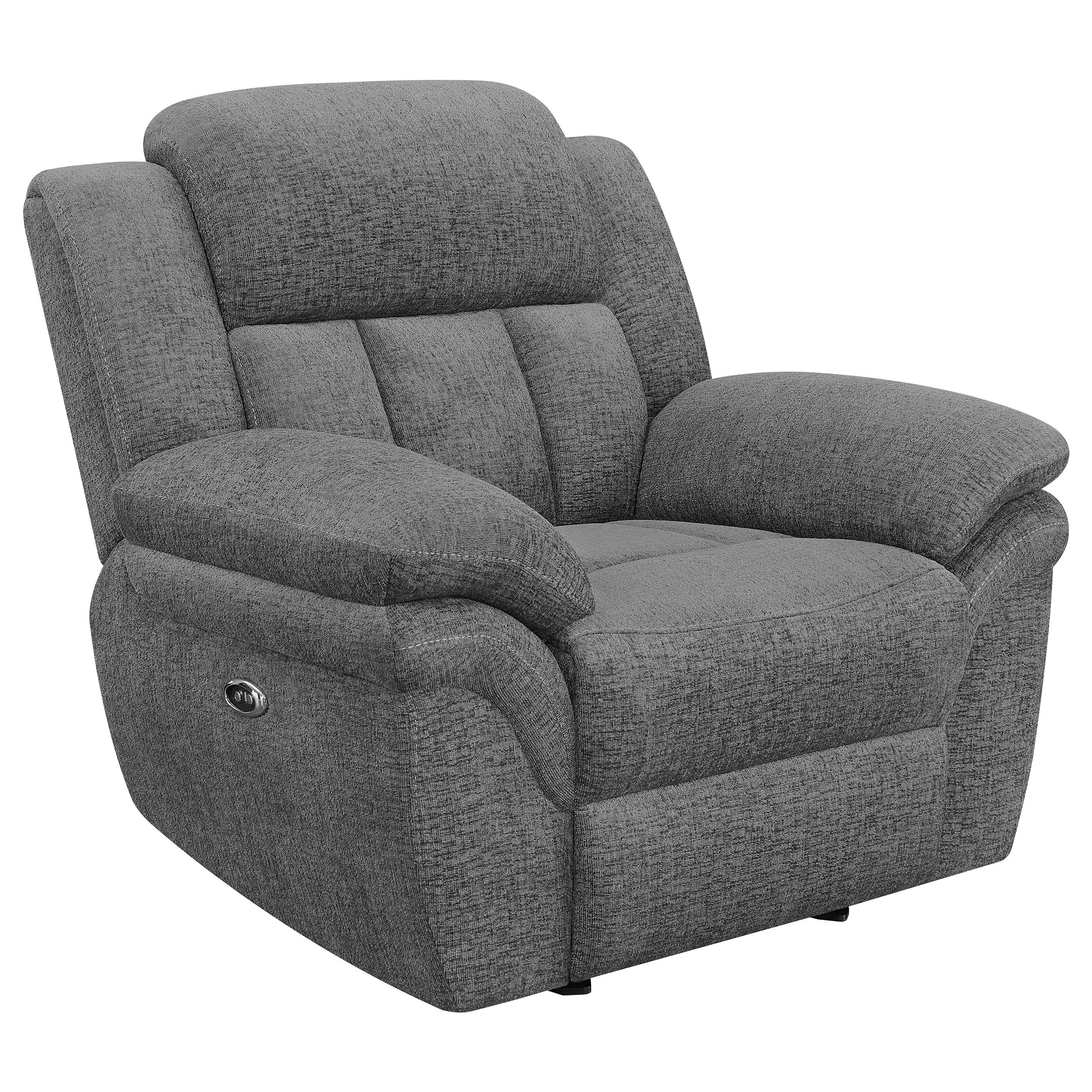 Bahrain Upholstered Power Glider Recliner Charcoal-CoasterEssence