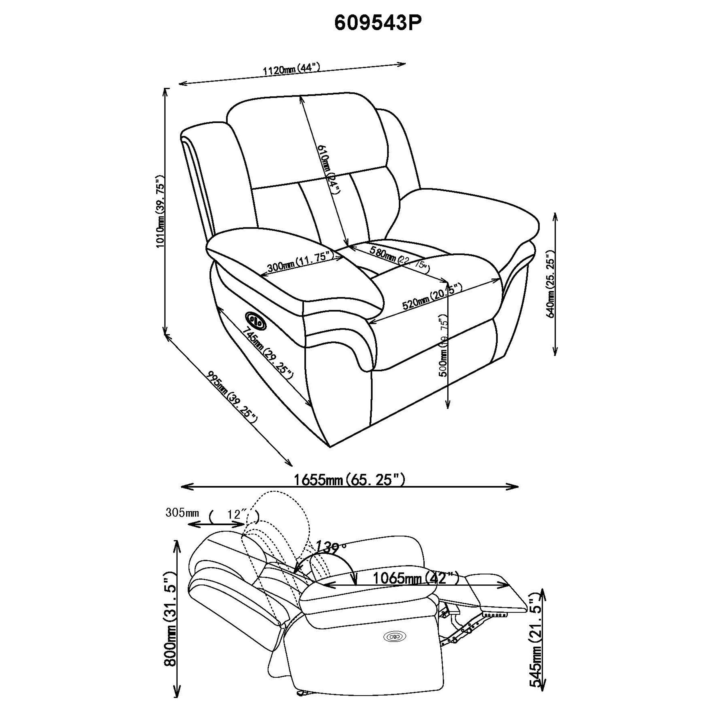 Bahrain Upholstered Power Glider Recliner Charcoal-CoasterEssence