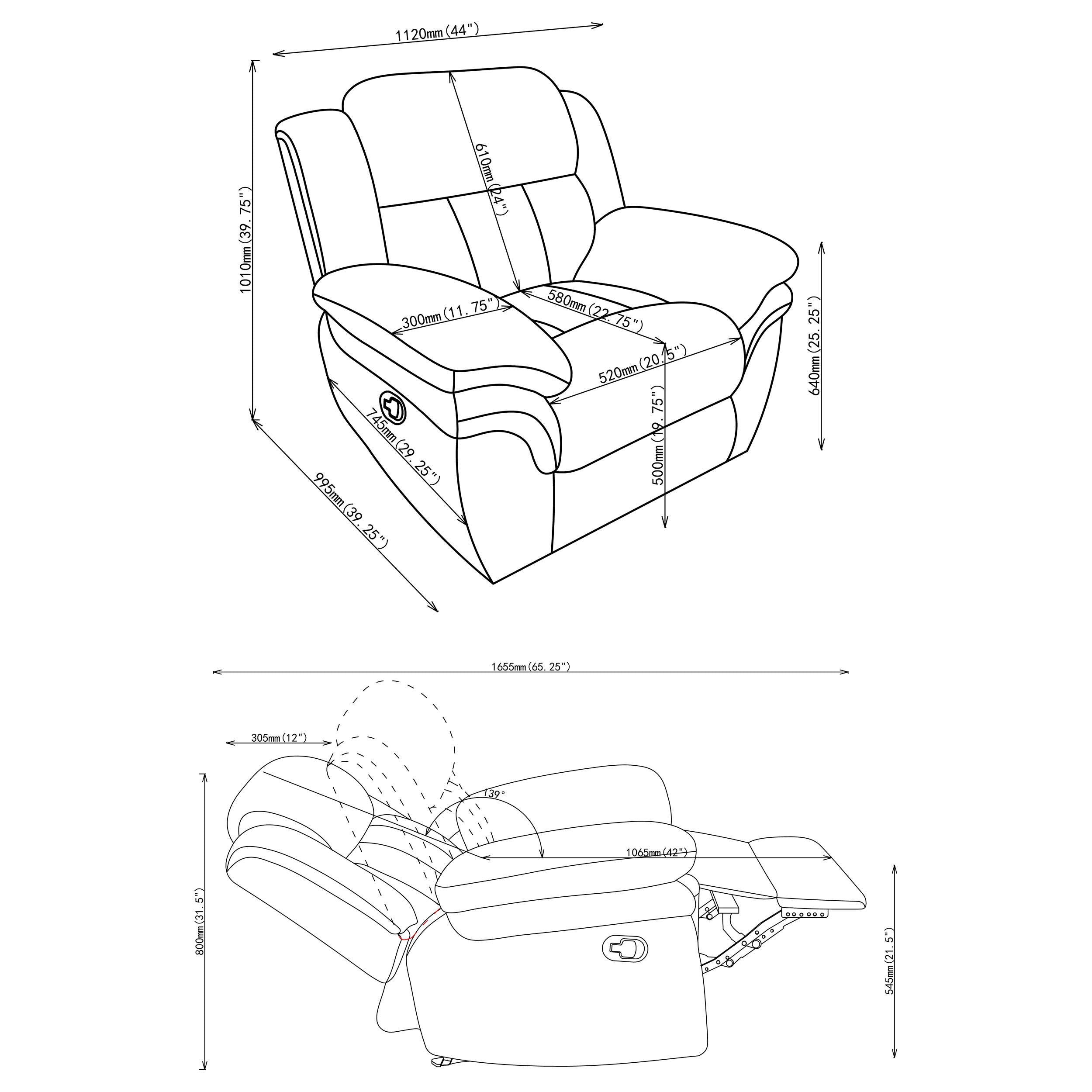 Bahrain Upholstered Glider Recliner Charcoal-CoasterEssence