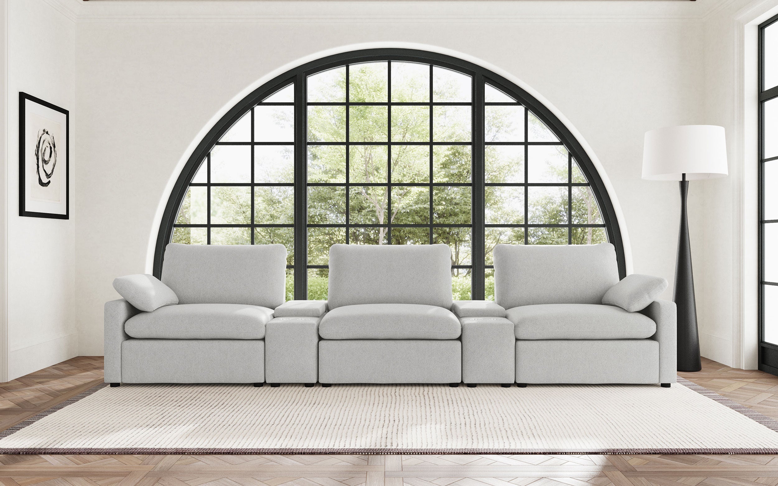 Collins 5-Piece Power Reclining Home Theater Seating Grey-