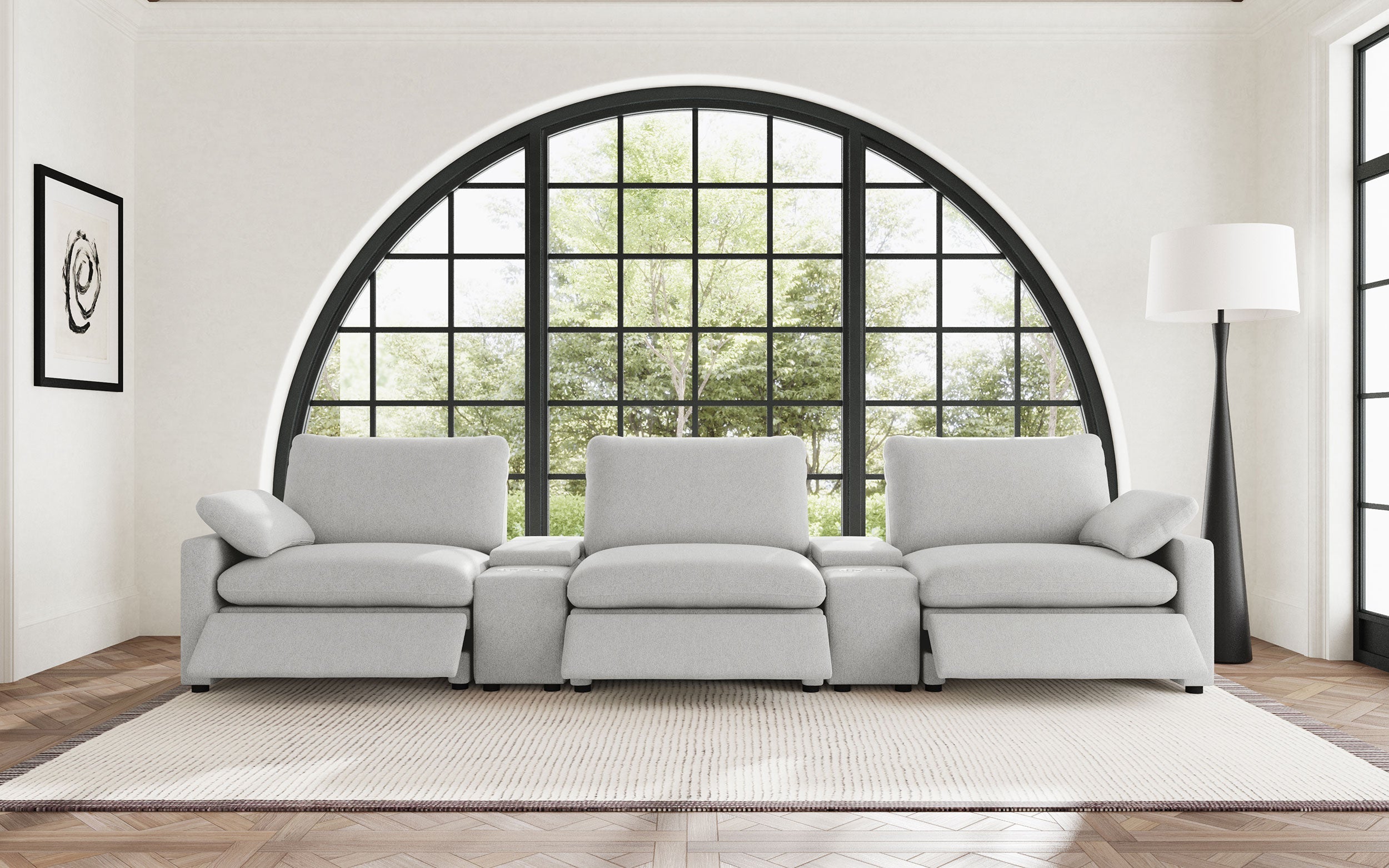 Collins 5-Piece Power Reclining Home Theater Seating Grey-