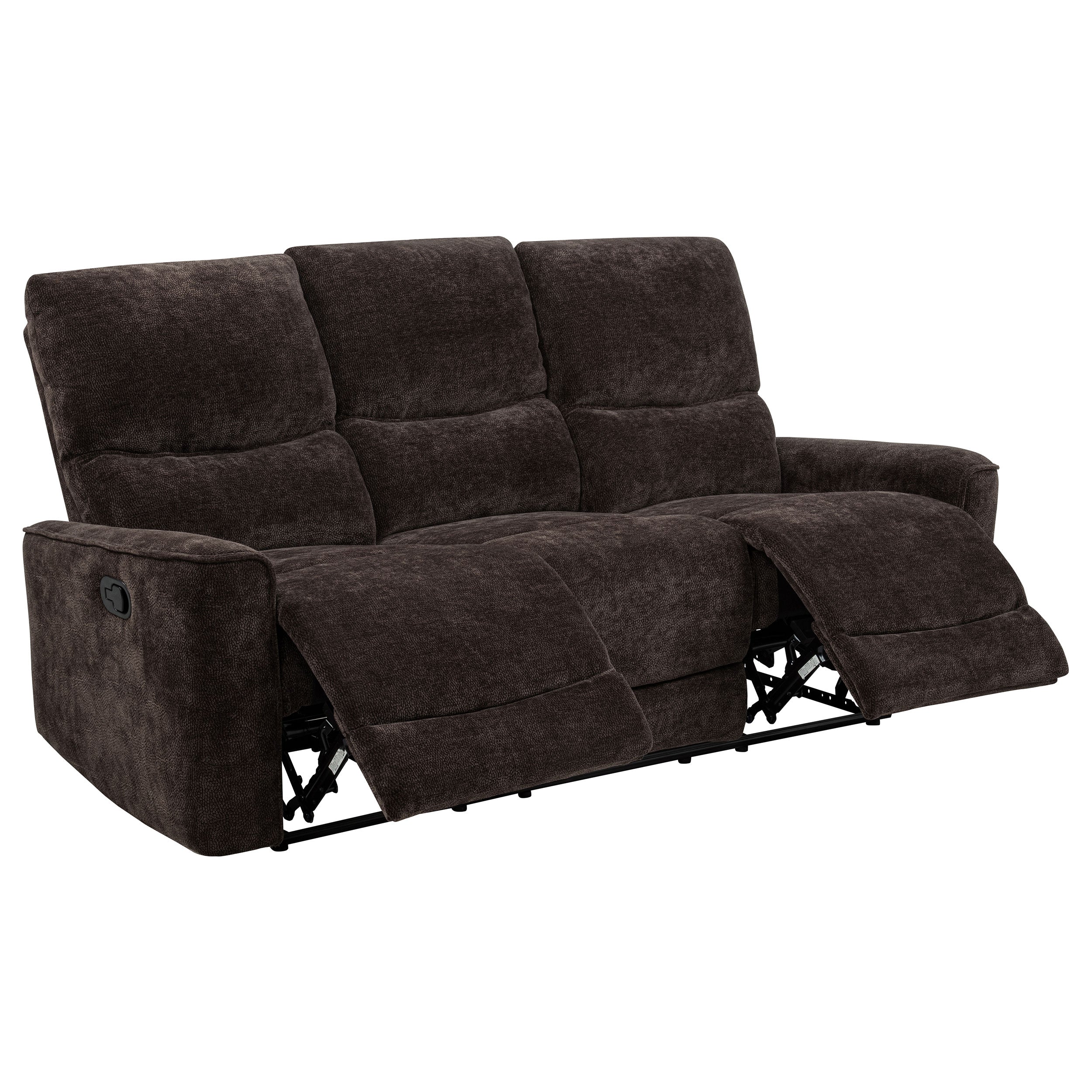Navarro Chenille Upholstered Reclining Sofa Dark Brown-