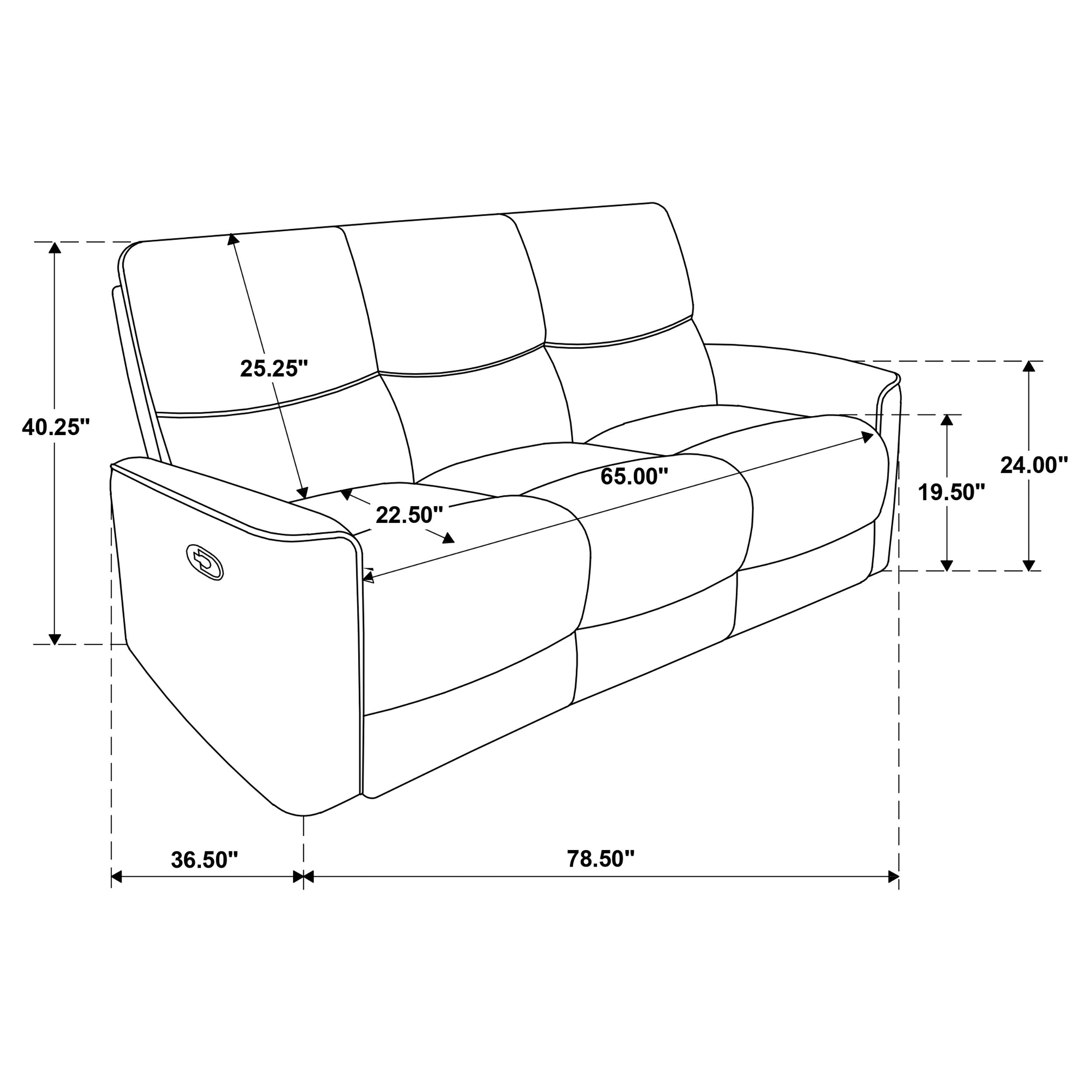 Navarro Chenille Upholstered Reclining Sofa Dark Brown-