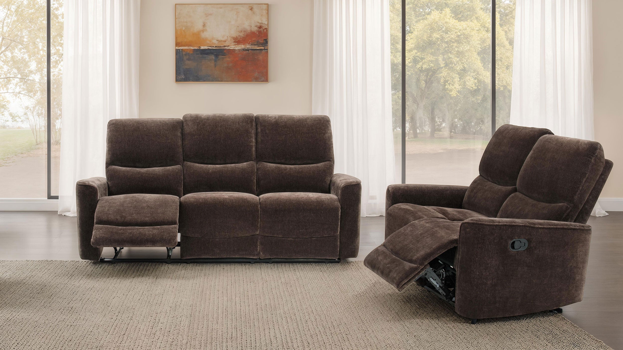 Navarro Chenille Upholstered Reclining Sofa Dark Brown-