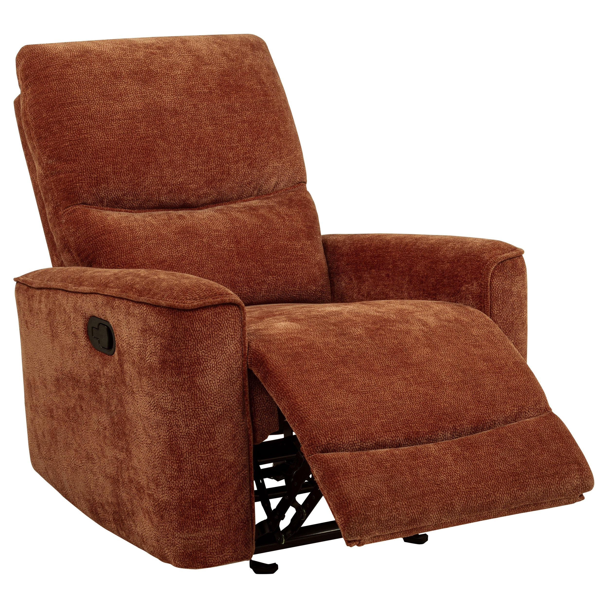 Navarro Chenille Upholstered Glider Recliner Burnt Orange-