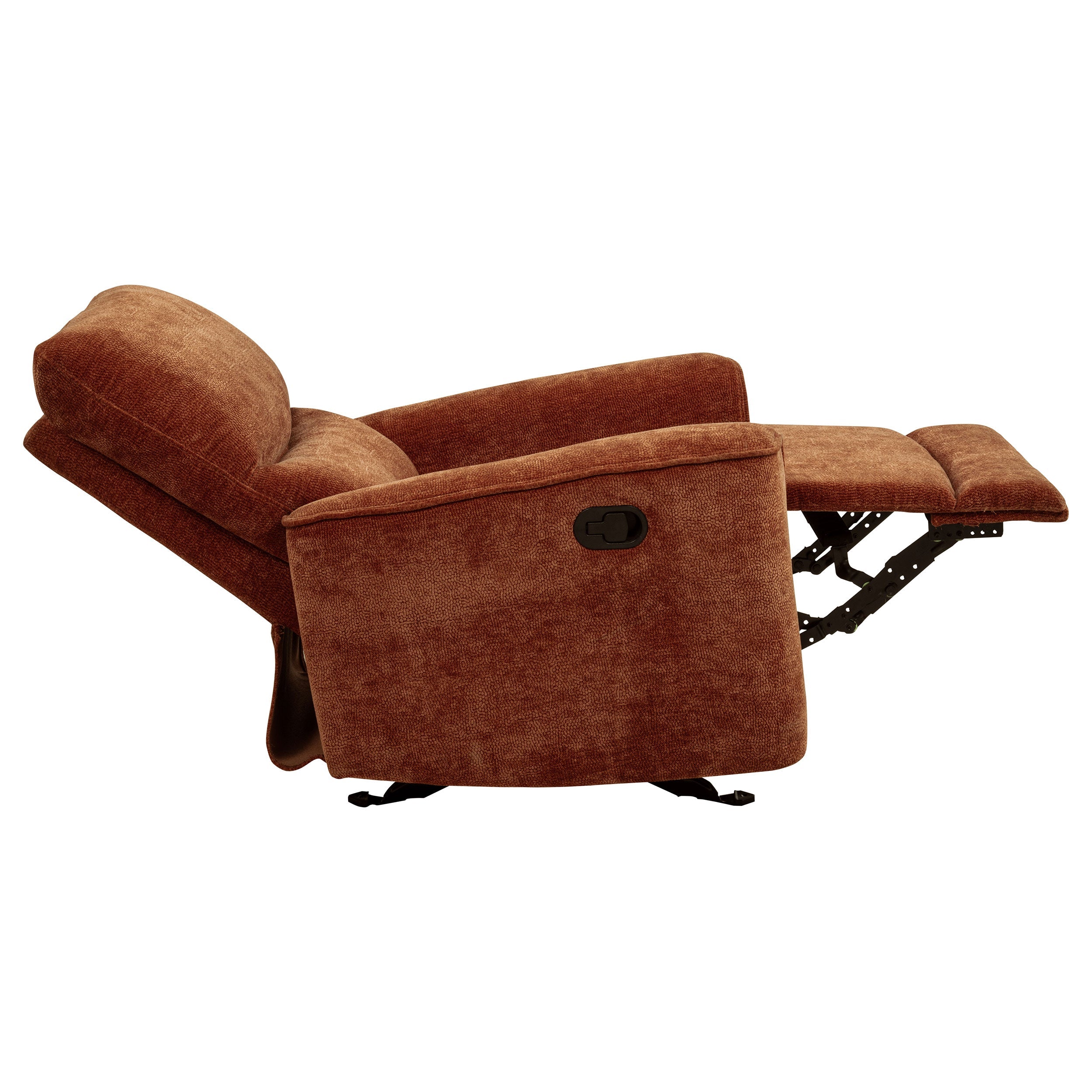 Navarro Chenille Upholstered Glider Recliner Burnt Orange-