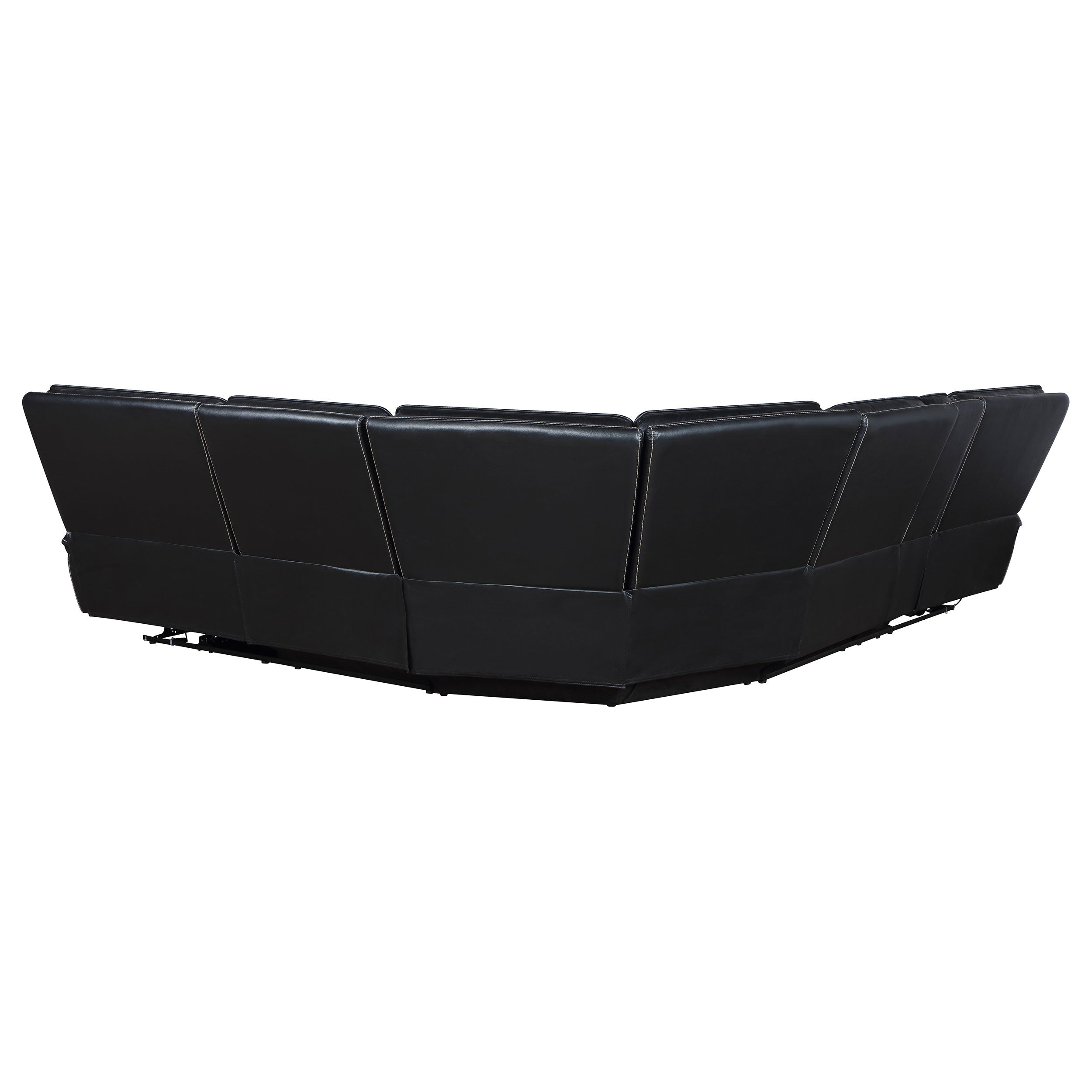 Hewitt Leather Dual Power Reclining Sectional Sofa Black-