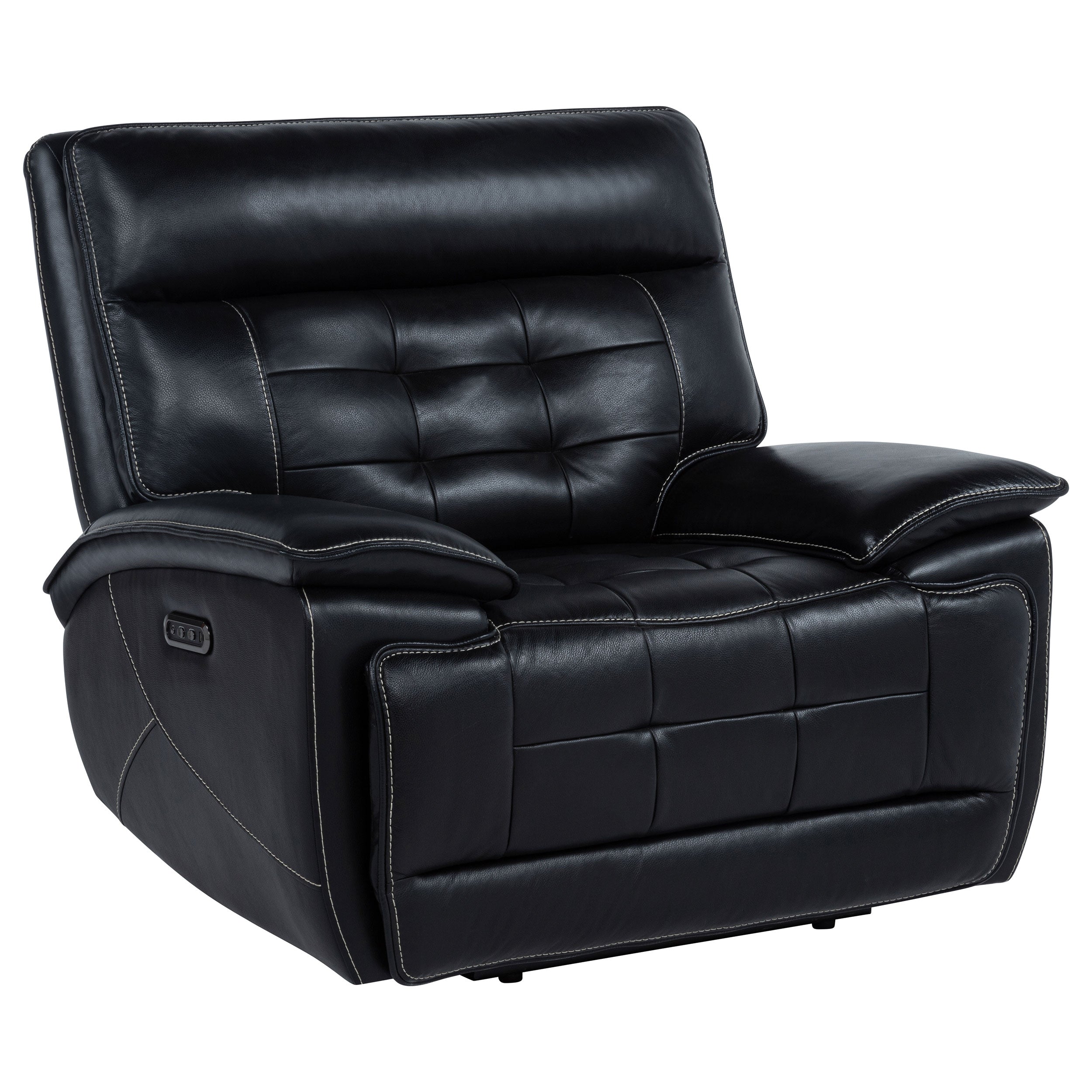 Hewitt Leather Upholstered Dual Power Recliner Chair Black-