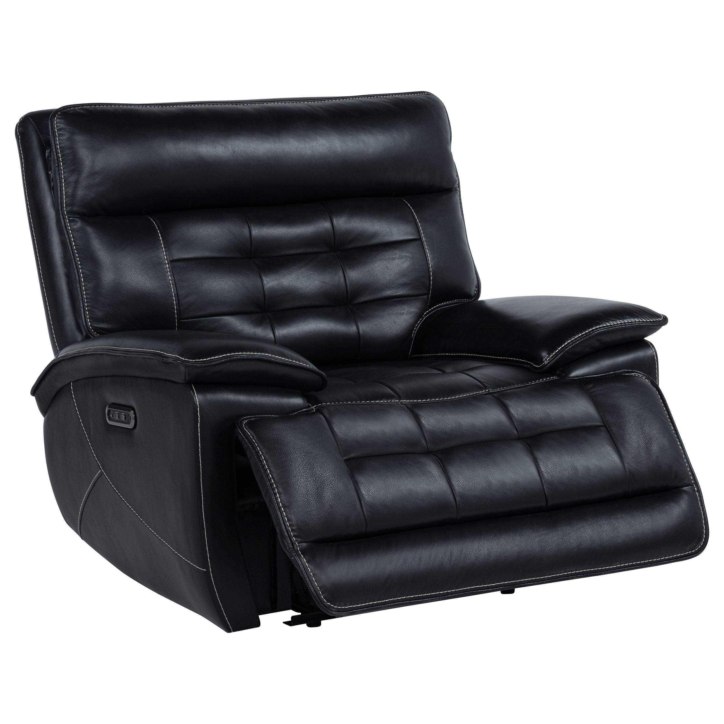 Hewitt Leather Upholstered Dual Power Recliner Chair Black-