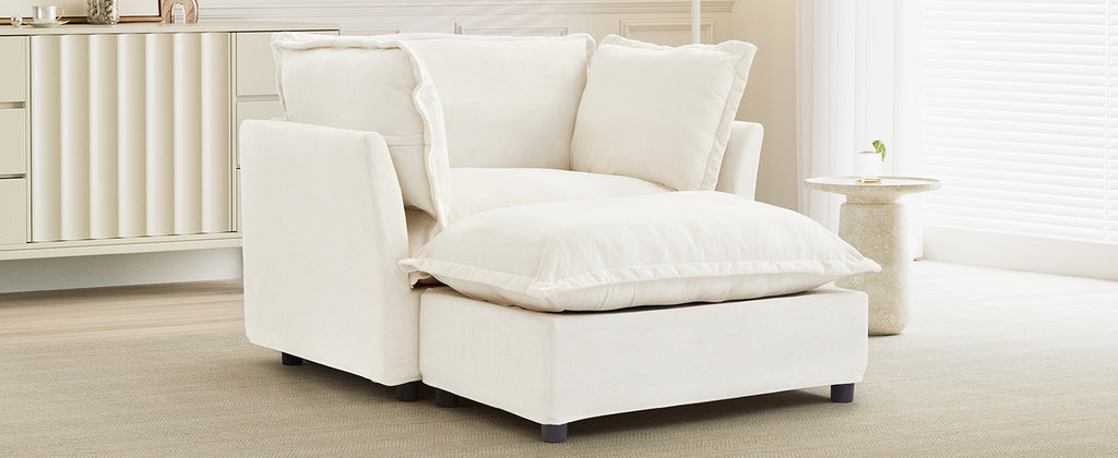 Modern Armchair Sofa with Movable Ottoman