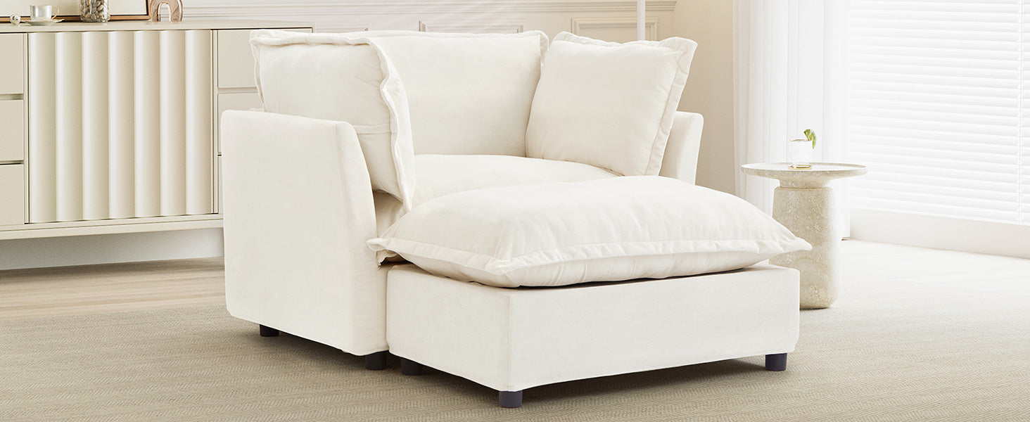 Modern Armchair Sofa with Movable Ottoman
