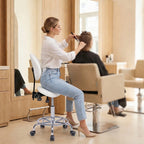 Saddle Stool Chair with Backrest - White